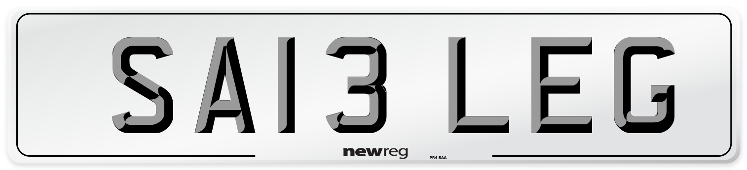 SA13 LEG Number Plate from New Reg